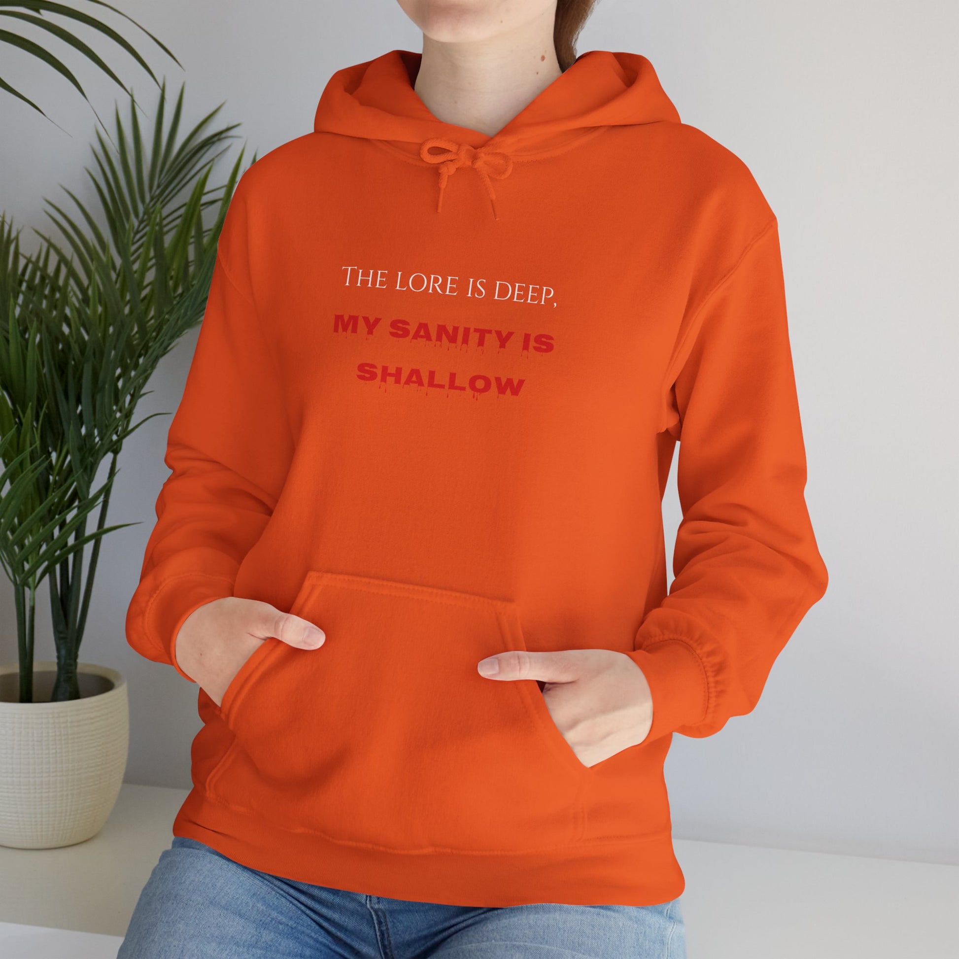 "The lore is deep, My sanity is shallow" Hoodie - Cozy Unisex Sweatshirt, Perfect for Casual Wear, Gift for Friends, Birthday Present, Everyday Comfort