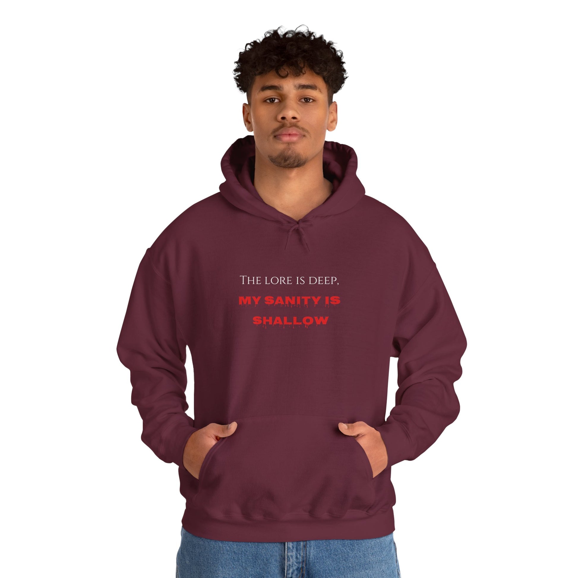 "The lore is deep, My sanity is shallow" Hoodie - Cozy Unisex Sweatshirt, Perfect for Casual Wear, Gift for Friends, Birthday Present, Everyday Comfort